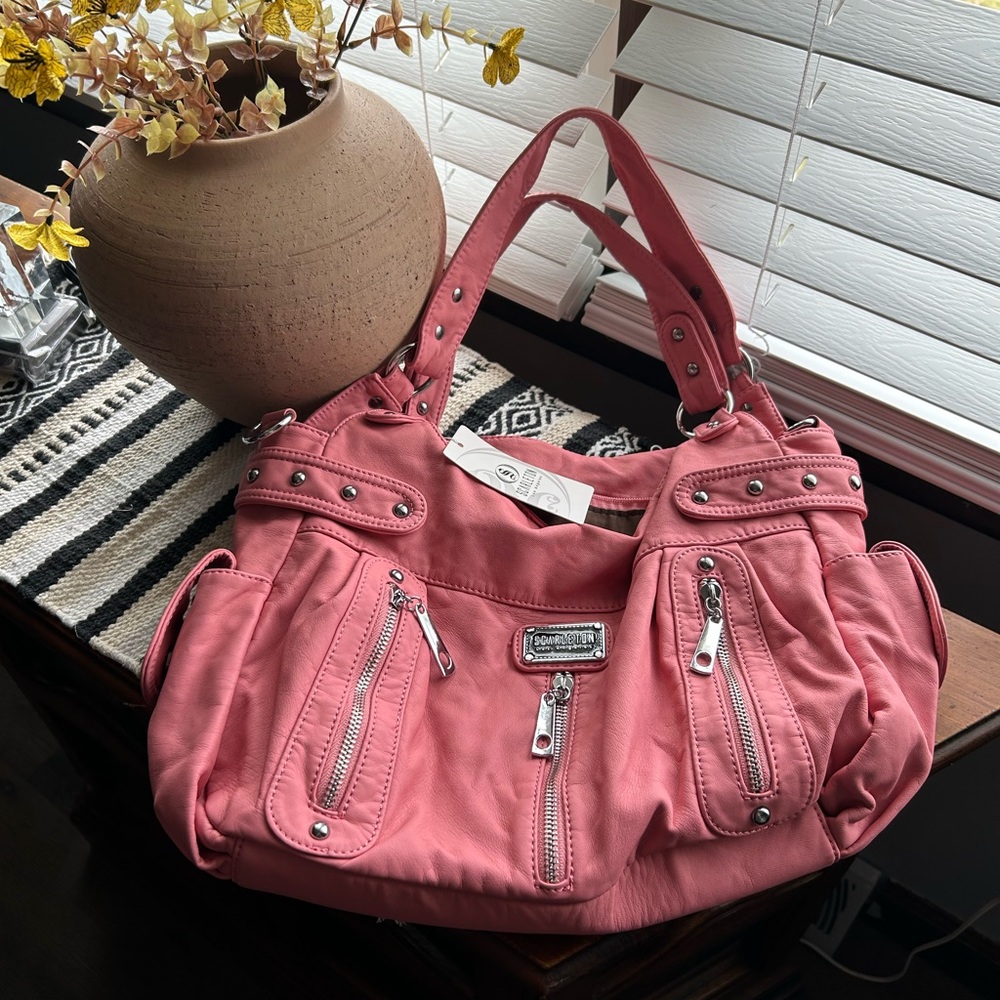 Pink Satchel Shoulder Faux Leather Bag - Picture 3 of 8